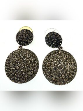 Anthropologie Smoky Crystal Pavé Drop Earrings Silver Tone Statement Earrings